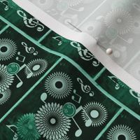 MDZ34 - Small - Musical Daze Tiles in Monochromatic Spruce aka  Blue-Green Medley 