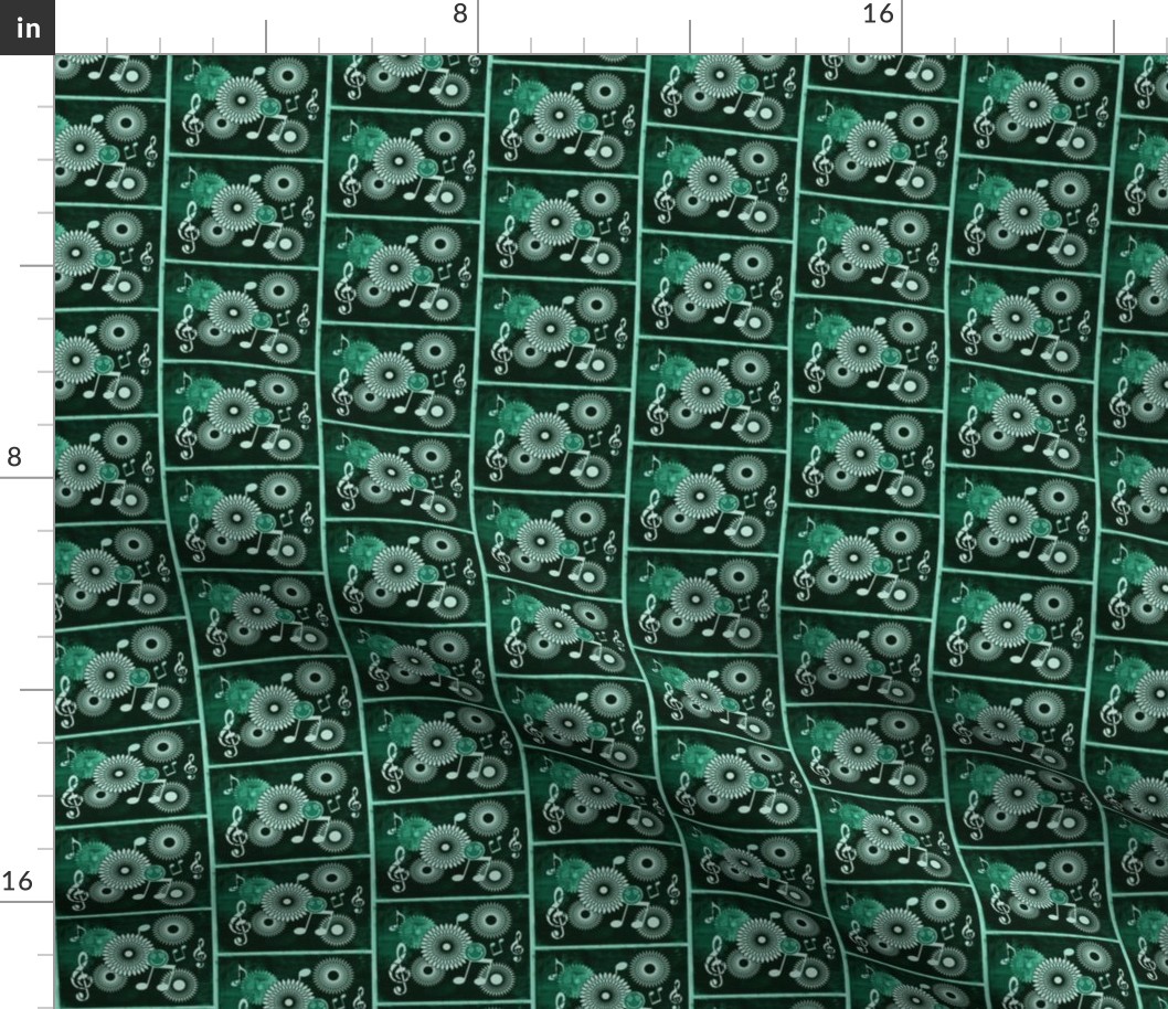 MDZ34 - Small - Musical Daze Tiles in Monochromatic Spruce aka  Blue-Green Medley 