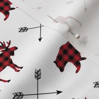 Plaid Bear Moose Deer - Black and Red Buffalo Plaid Woodland Animals Lumberjack Baby Nursery Kids Childrens Bedding B