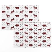 Plaid Bear Moose Deer - Black and Red Buffalo Plaid Woodland Animals Lumberjack Baby Nursery Kids Childrens Bedding A