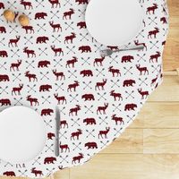 Plaid Bear Moose Deer - Black and Red Buffalo Plaid Woodland Animals Lumberjack Baby Nursery Kids Childrens Bedding A