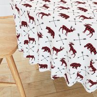 Plaid Bear Moose Deer - Black and Red Buffalo Plaid Woodland Animals Lumberjack Baby Nursery Kids Childrens Bedding A