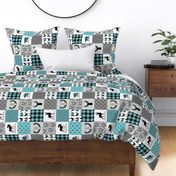 4 1/2" Woodland Dream Plaid Patchwork - Blue / Black, Gray Cheater Quilt Blanket, GL-BB, rotated