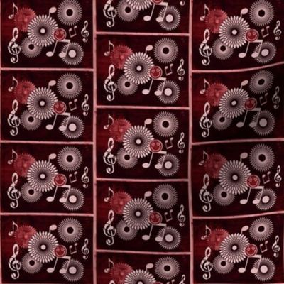 MDZ36 - Small -  Musical Daze Tiles in Garnet Red Medley