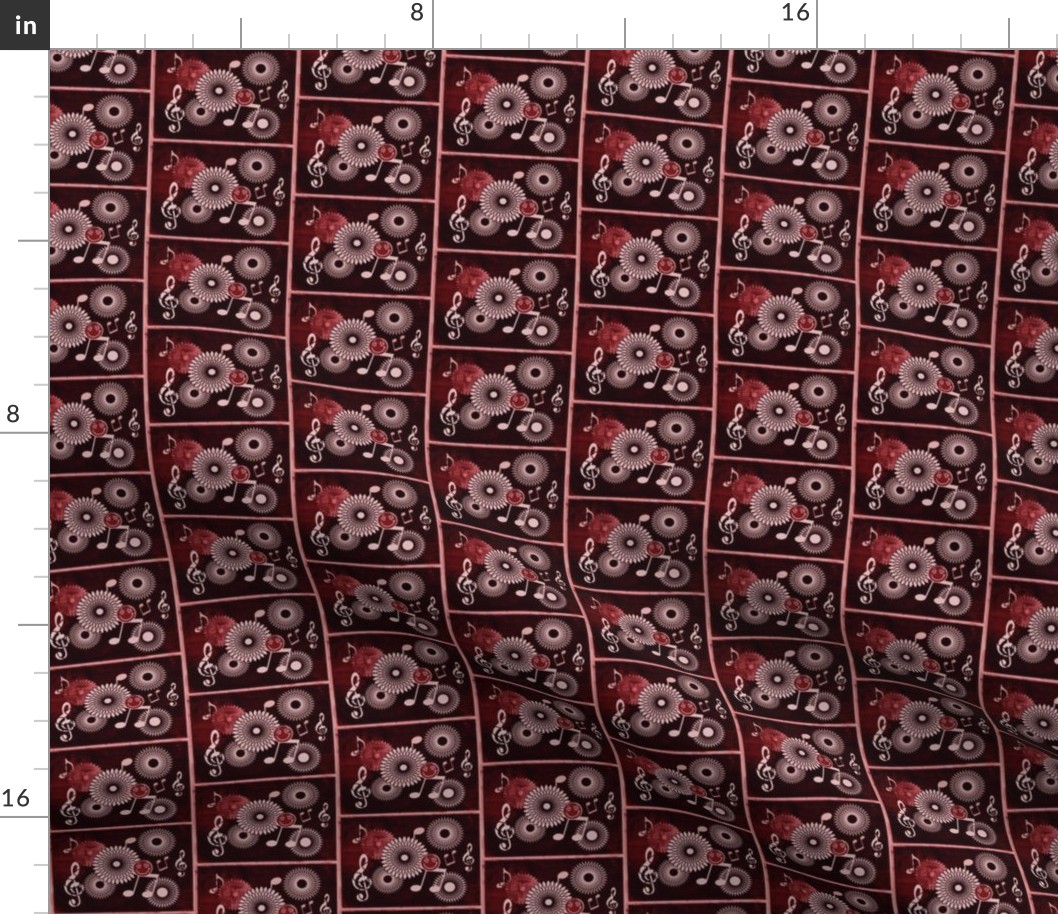 MDZ36 - Small -  Musical Daze Tiles in Garnet Red Medley