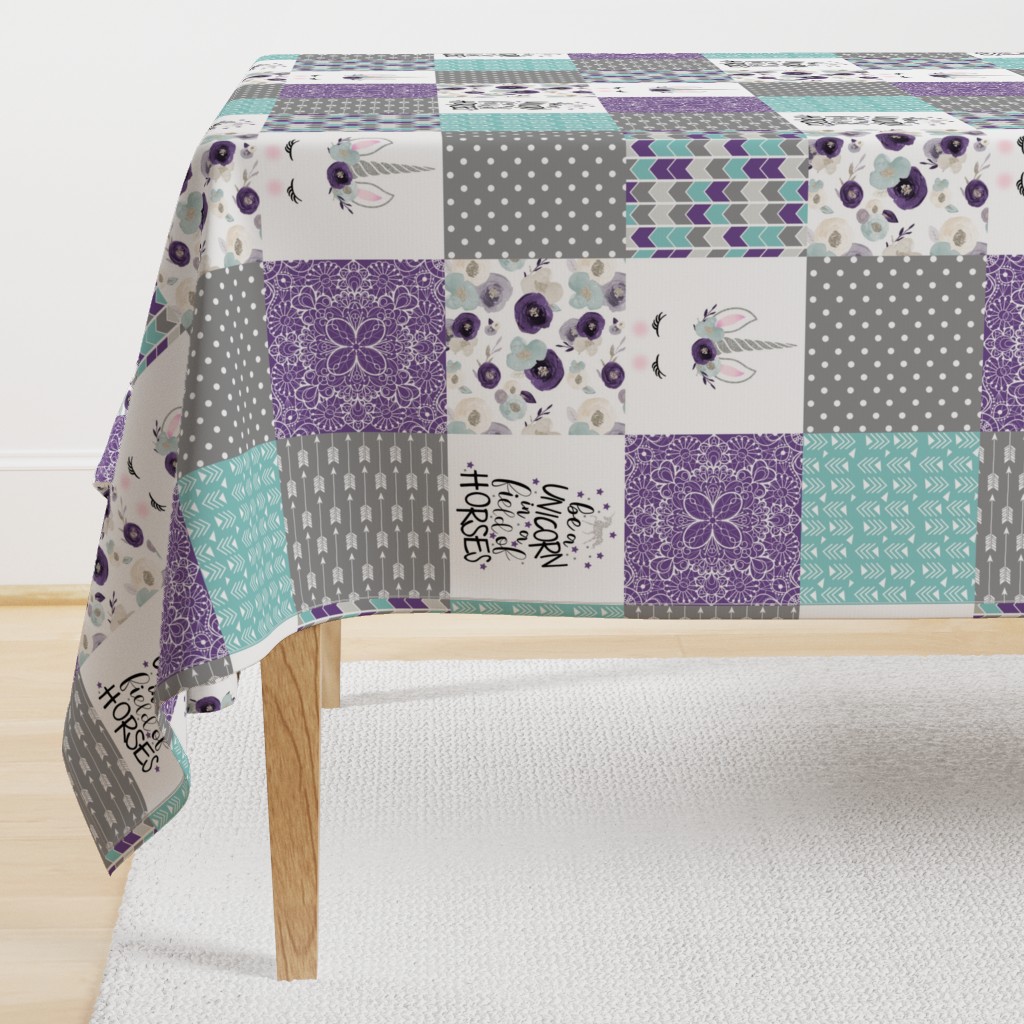 Be A Unicorn - Wholecloth Cheater Quilt - Dark Purple