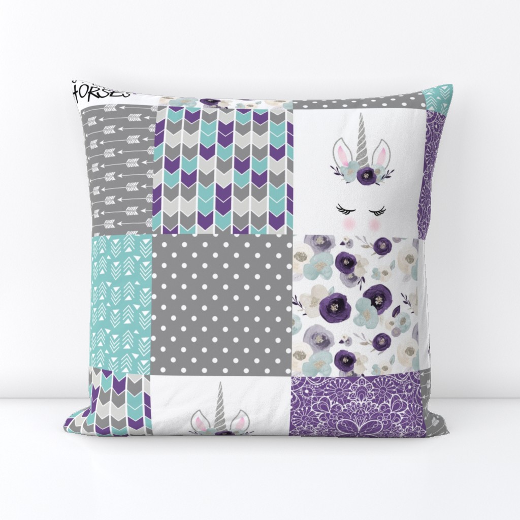 Be A Unicorn - Wholecloth Cheater Quilt - Dark Purple