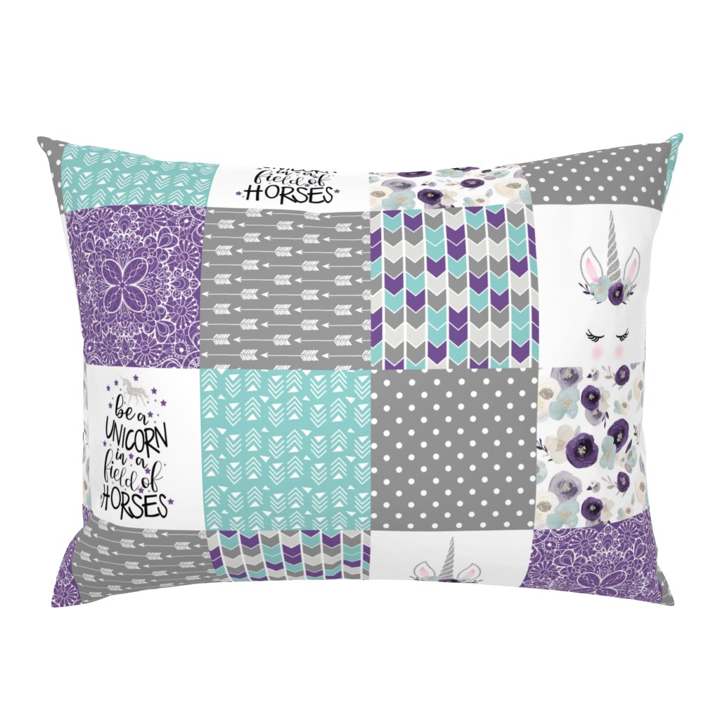 Be A Unicorn - Wholecloth Cheater Quilt - Dark Purple