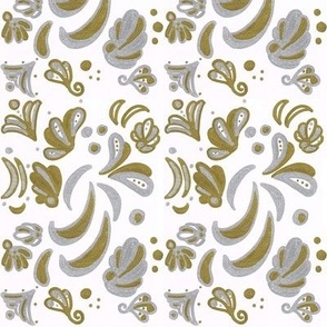 Silver Gold and White Decorative print