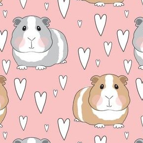 large guinea-pigs-and-hearts on pink