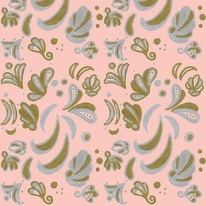 Silver, Gold and Pink decorative print ,