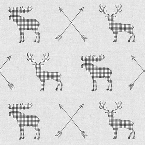 Woodforest Moose, Deer and Arrows // Light Gray Linen