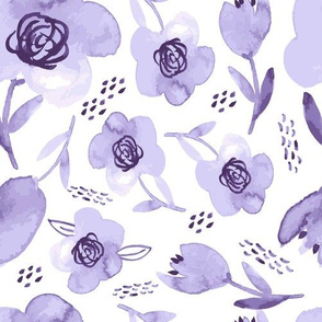 Watercolor Flowers purple