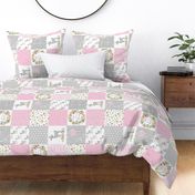 Fawn Cheater Quilt Blanket – You Are So Loved – Gray Pink Deer Baby Girl Patchwork GL-D rotated