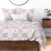 Fawn Cheater Quilt Blanket – You Are So Loved – Gray Pink Deer Baby Girl Patchwork GL-D