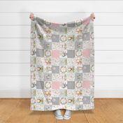 Little Lady Woodland Animals Nursery Quilt – Baby Girl Blanket Bedding (pink gray) GL-PG9, rotated