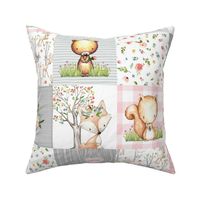 Little Lady Woodland Animals Nursery Quilt – Baby Girl Blanket Bedding (pink gray) GL-PG9