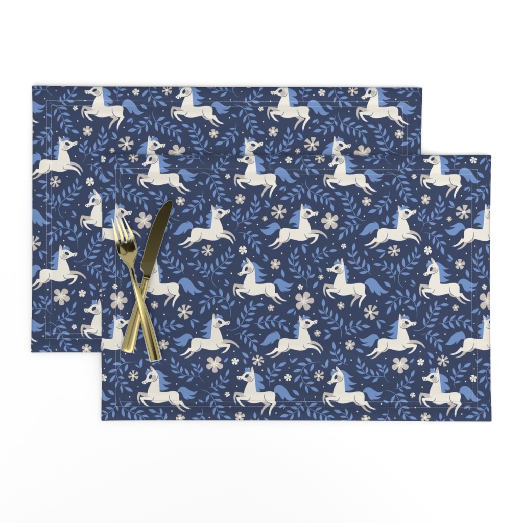 Floral Ponies (Dark Blue)