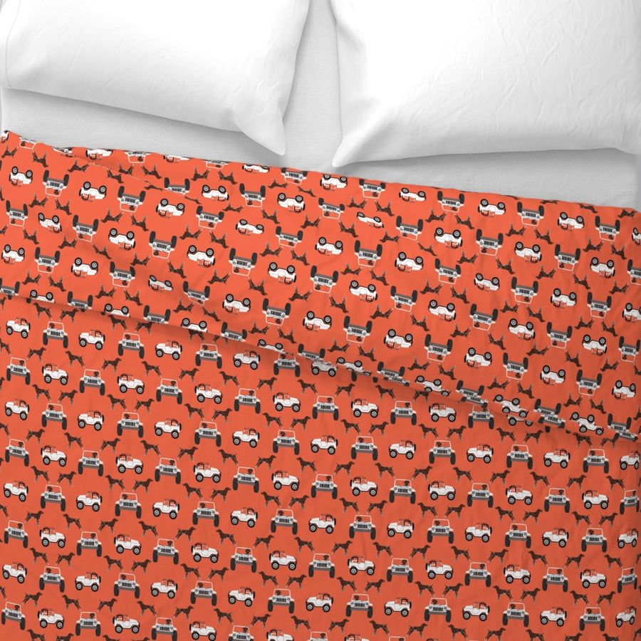 German Shorthaired pointers adventure fabric - orange