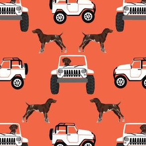 German Shorthaired pointers adventure fabric - orange