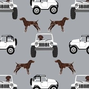 German Shorthaired pointers adventure fabric - grey