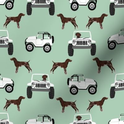 German Shorthaired pointers adventure fabric -  mint