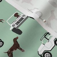 German Shorthaired pointers adventure fabric -  mint