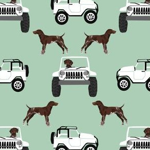 German Shorthaired pointers adventure fabric -  mint