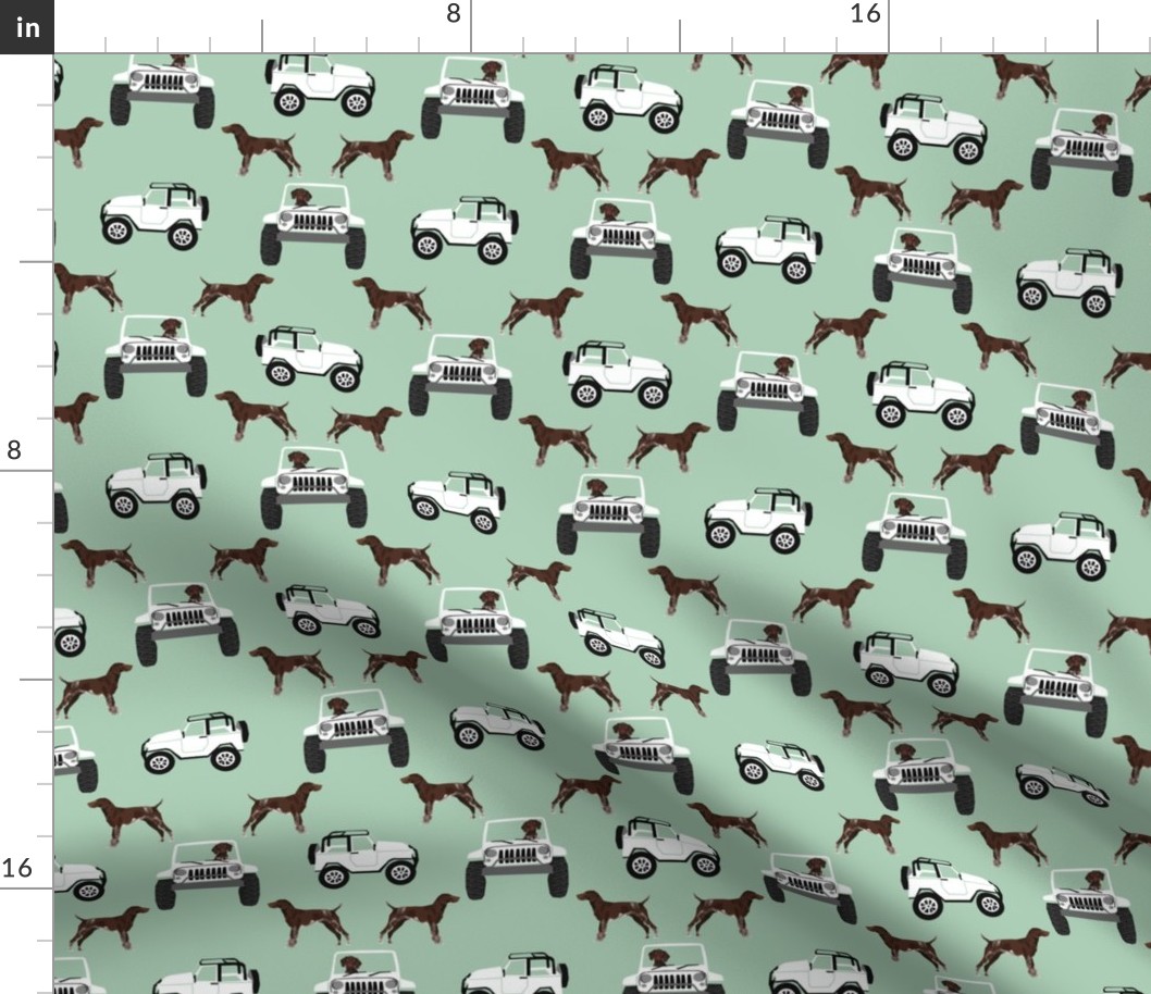 German Shorthaired pointers adventure fabric -  mint