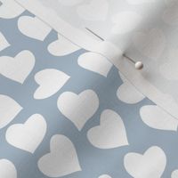 Valentines joy // blue grey background white hearts