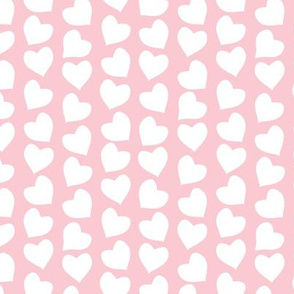Valentines joy // pastel pink background white hearts