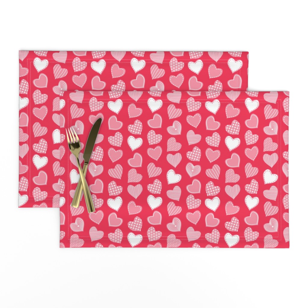 Valentines joy // red background pastel pink hearts
