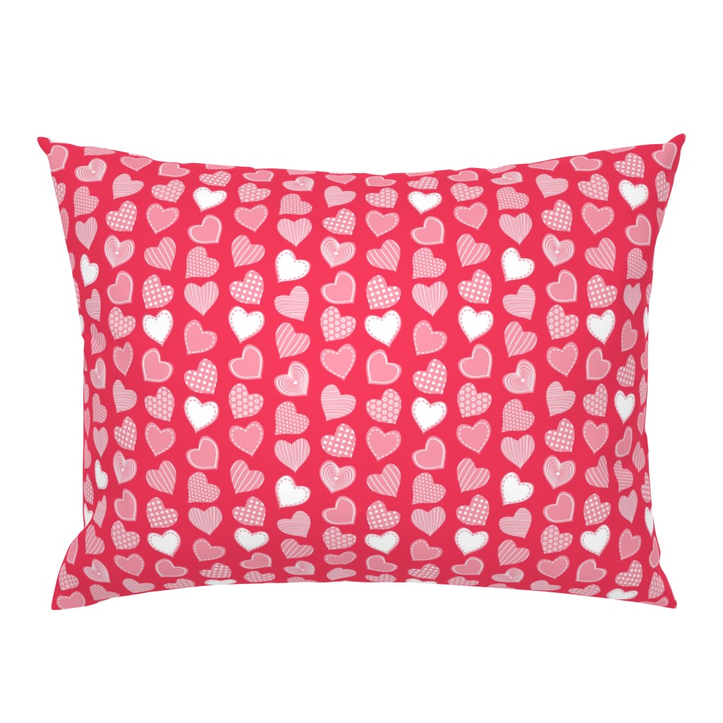 Valentines joy // red background pastel pink hearts