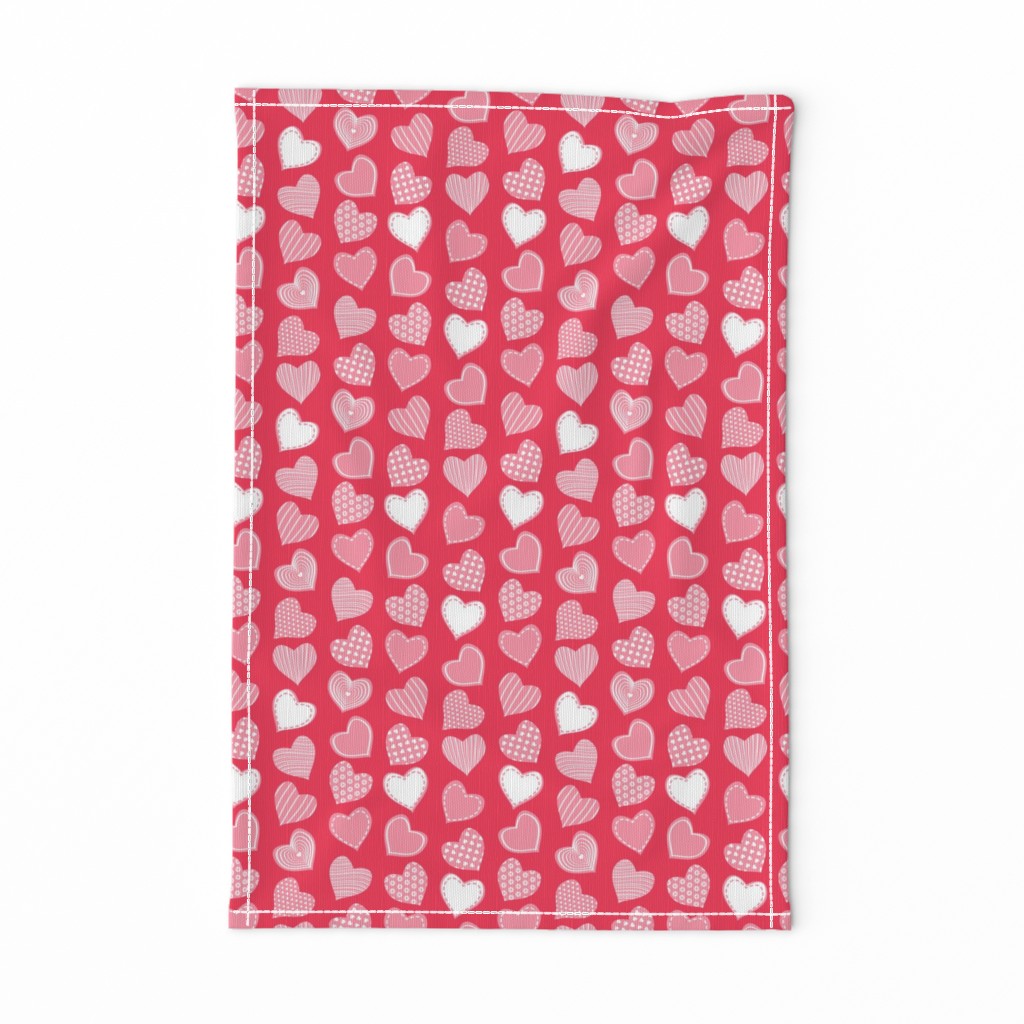 Valentines joy // red background pastel pink hearts