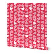 Valentines joy // red background pastel pink hearts