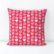 Valentines joy // red background pastel pink hearts