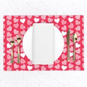 Valentines joy // red background pastel pink hearts