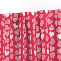 Valentines joy // red background pastel pink hearts