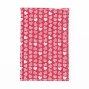 Valentines joy // red background pastel pink hearts