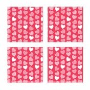 Valentines joy // red background pastel pink hearts