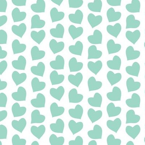 Valentines joy // white background mint hearts