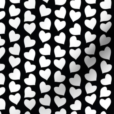 Valentines joy // black background white hearts