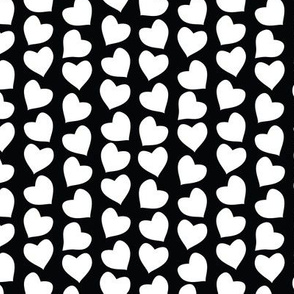Valentines joy // black background white hearts