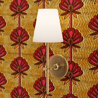 african inspired print - flower - gold and fuschia