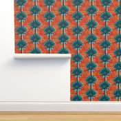 african inspired print - flower - bright orange and teal