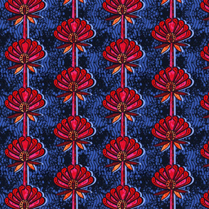 african inspired print - flower - navy and fuschia
