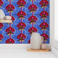 african inspired print - flower - blue and pink