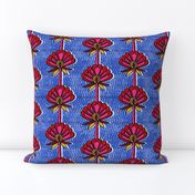 african inspired print - flower - blue and pink