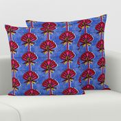 african inspired print - flower - blue and pink