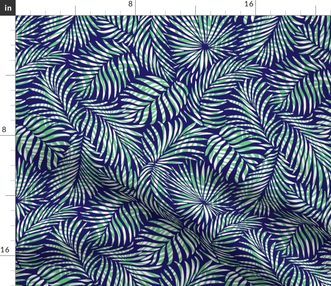 Palm Leaves - blue green white - tropical design